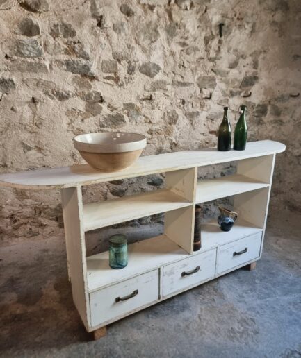 Vintage French Pine Shoe Cabinet Shop Display Unit with Drawers, c. 1960s (1)