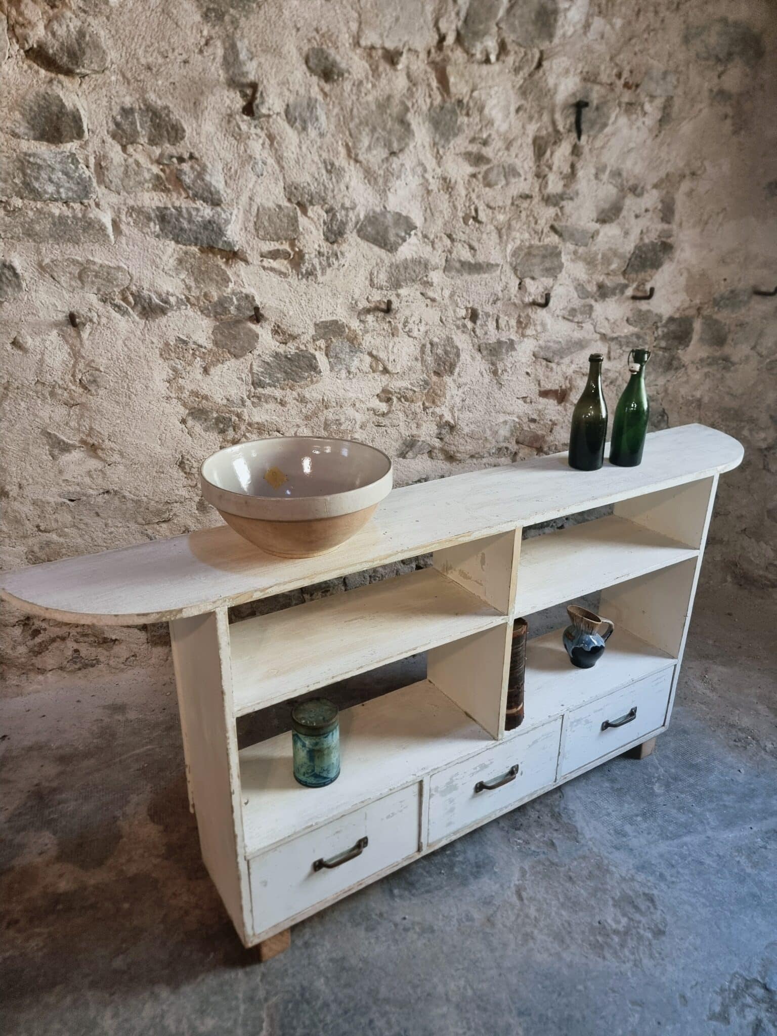 Vintage French Pine Shoe Cabinet Shop Display Unit with Drawers, c. 1960s (2)