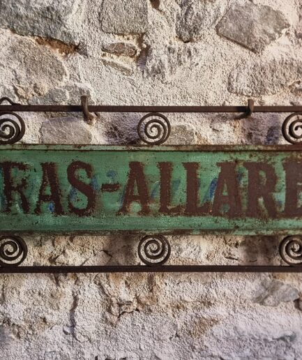 Antique Double-Sided French Shop Sign RAS-ALLARD in Iron Frame, Nice, Late 19th Century (1)