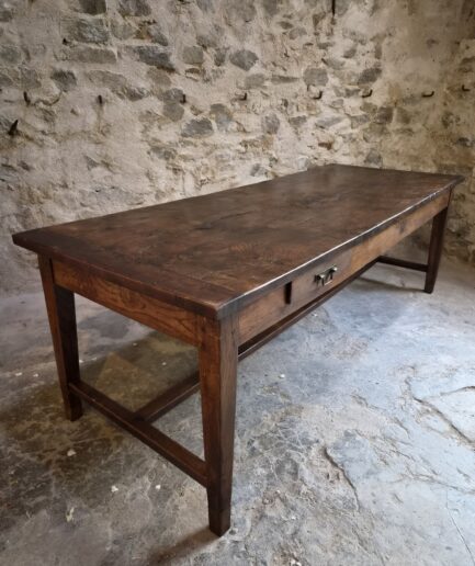 Antique French Farmhouse Table, 18th Century Dining Table, Chestnut Top, Oak Base, XXL c. 1780–1800 (1)