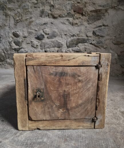 Antique French Oak Strongbox Cabinet, Rustic Lockable Wooden Safe, c. 1750–1850 (1)