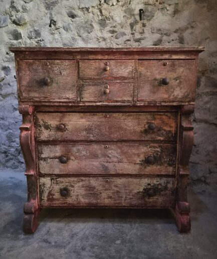 Antique French Painted Shop Chest of Drawers, Poplar & Pine, Circa 1850–1900 (1)