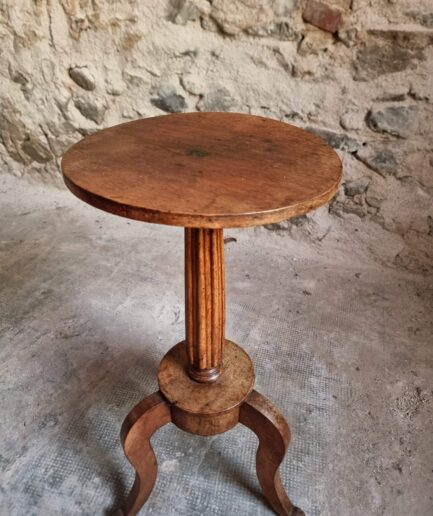Antique Louis XVI Plant Stand, Round Pedestal Table, Solid Walnut Guéridon, circa 1900 (1)