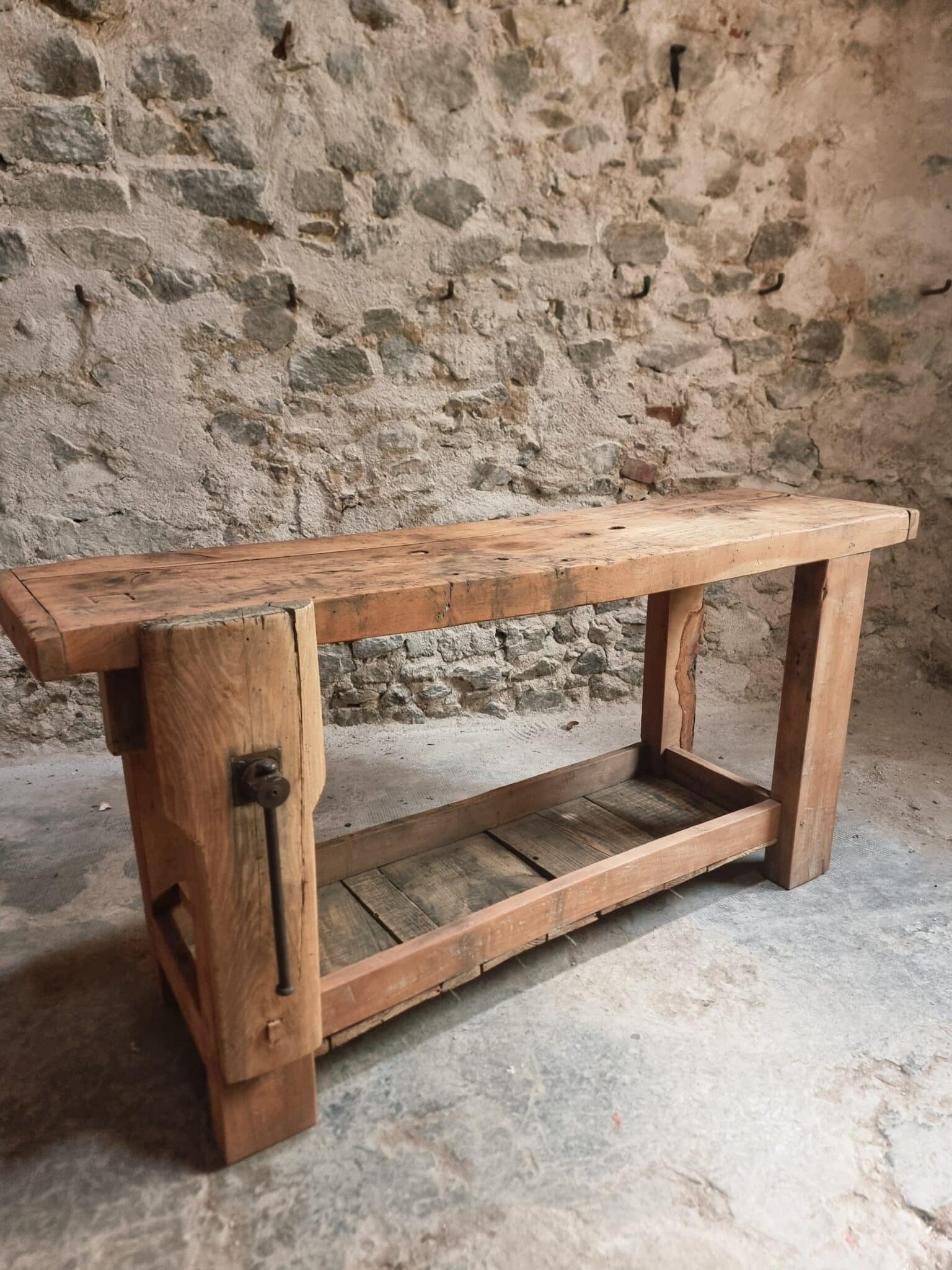 Antique Rustic Workbench, Carpenter's Bench, Console Table, Bathroom Vanity, c. 1900 (3)
