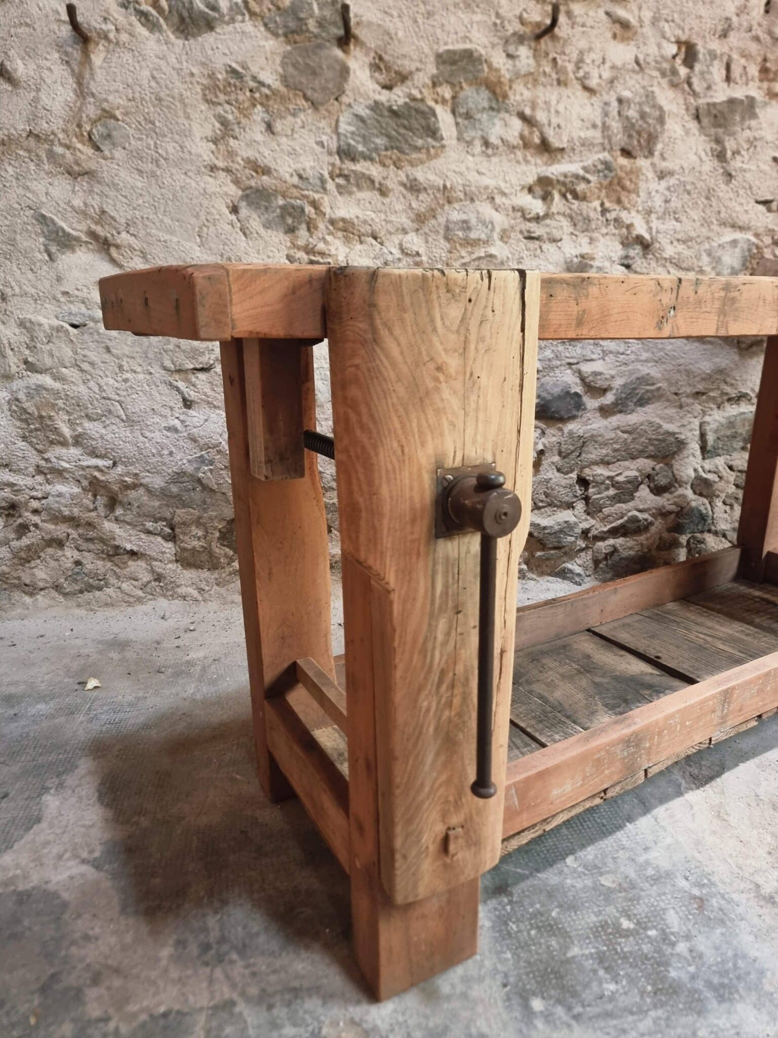 Antique Rustic Workbench, Carpenter's Bench, Console Table, Bathroom Vanity, c. 1900 (7)