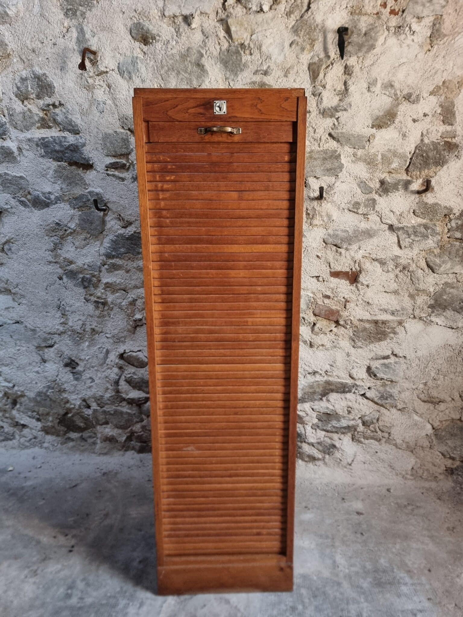 Vintage French Tambour Door Cabinet, 1960s (2)