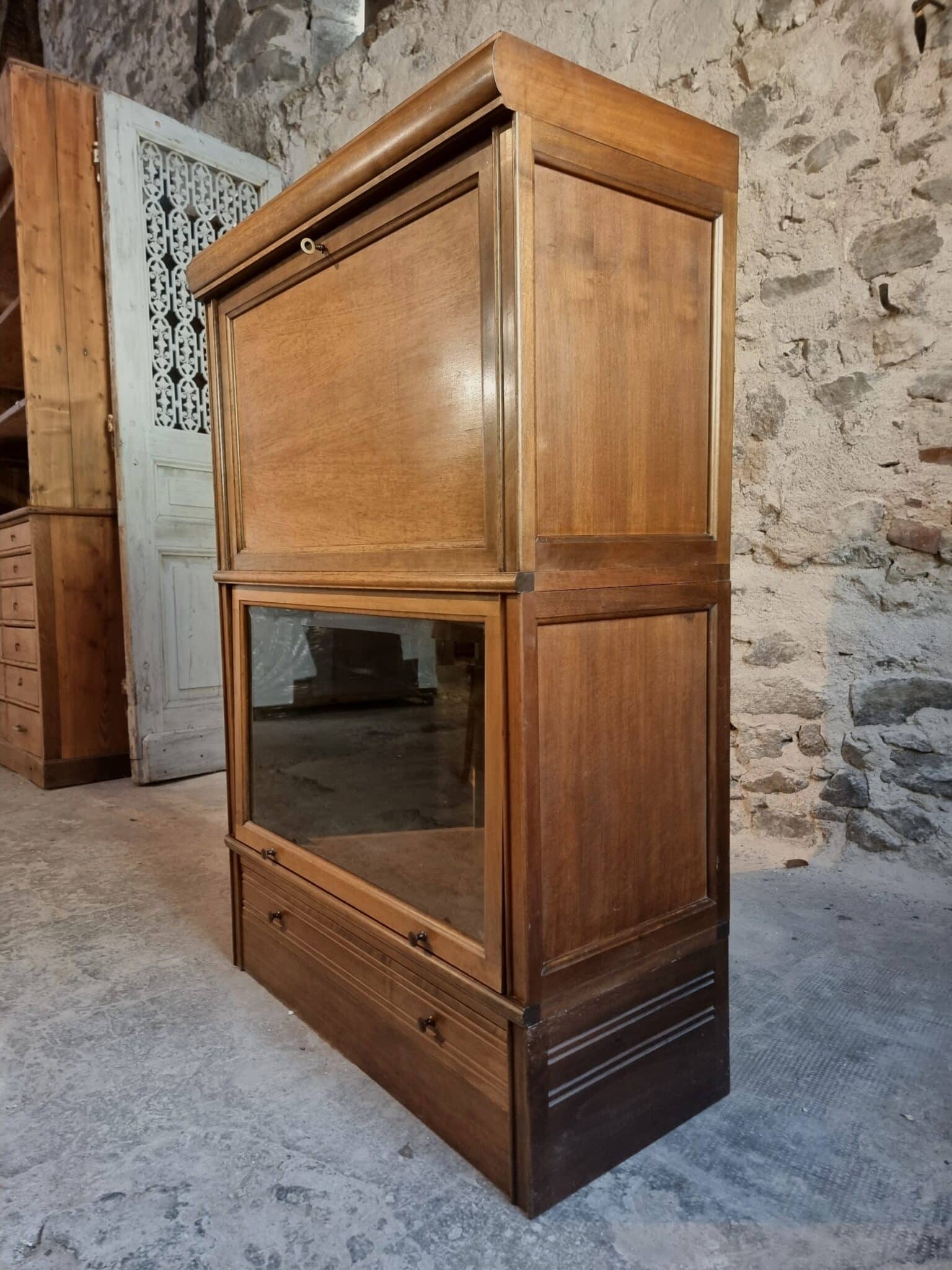 Vintage Globe Wernicke Style Drinks Cabinet, Modular Mahogany Bar Cabinet, 1960s Display Cabinet (14)