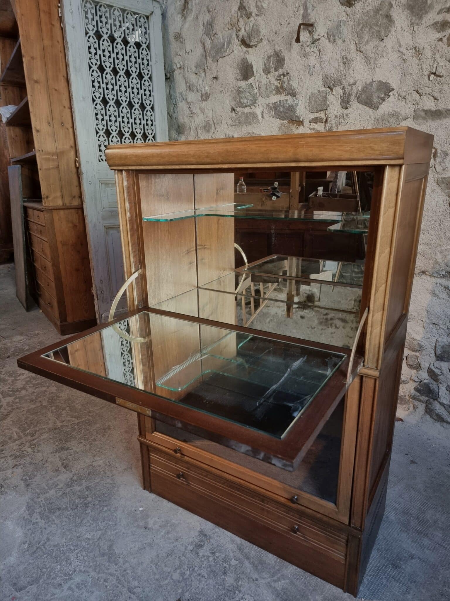 Vintage Globe Wernicke Style Drinks Cabinet, Modular Mahogany Bar Cabinet, 1960s Display Cabinet (5)