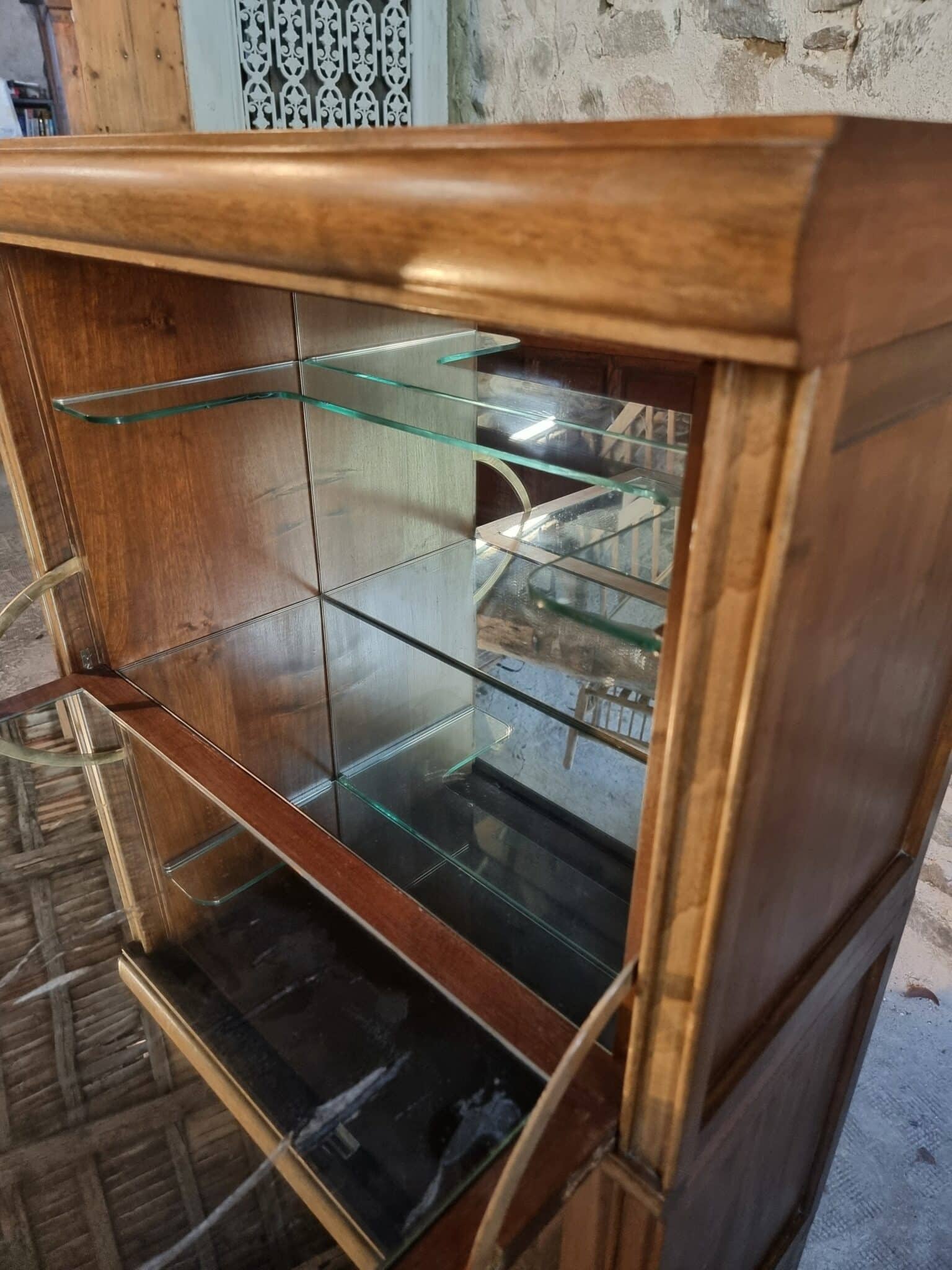 Vintage Globe Wernicke Style Drinks Cabinet, Modular Mahogany Bar Cabinet, 1960s Display Cabinet (6)
