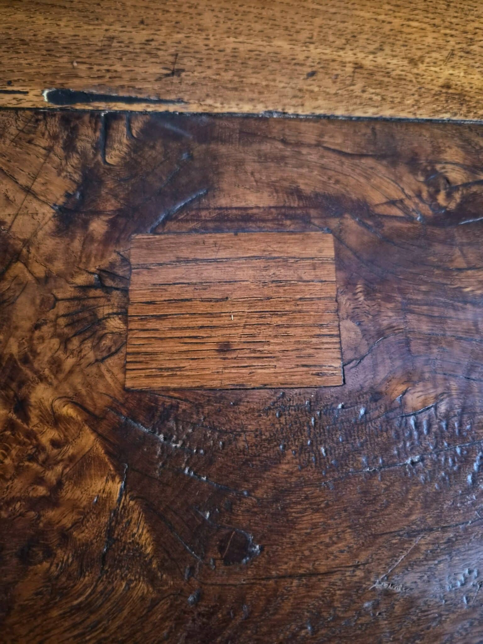 Antique French Round Oak Drop Leaf Dining Table Star Inlay c. 1850–1880 (11)
