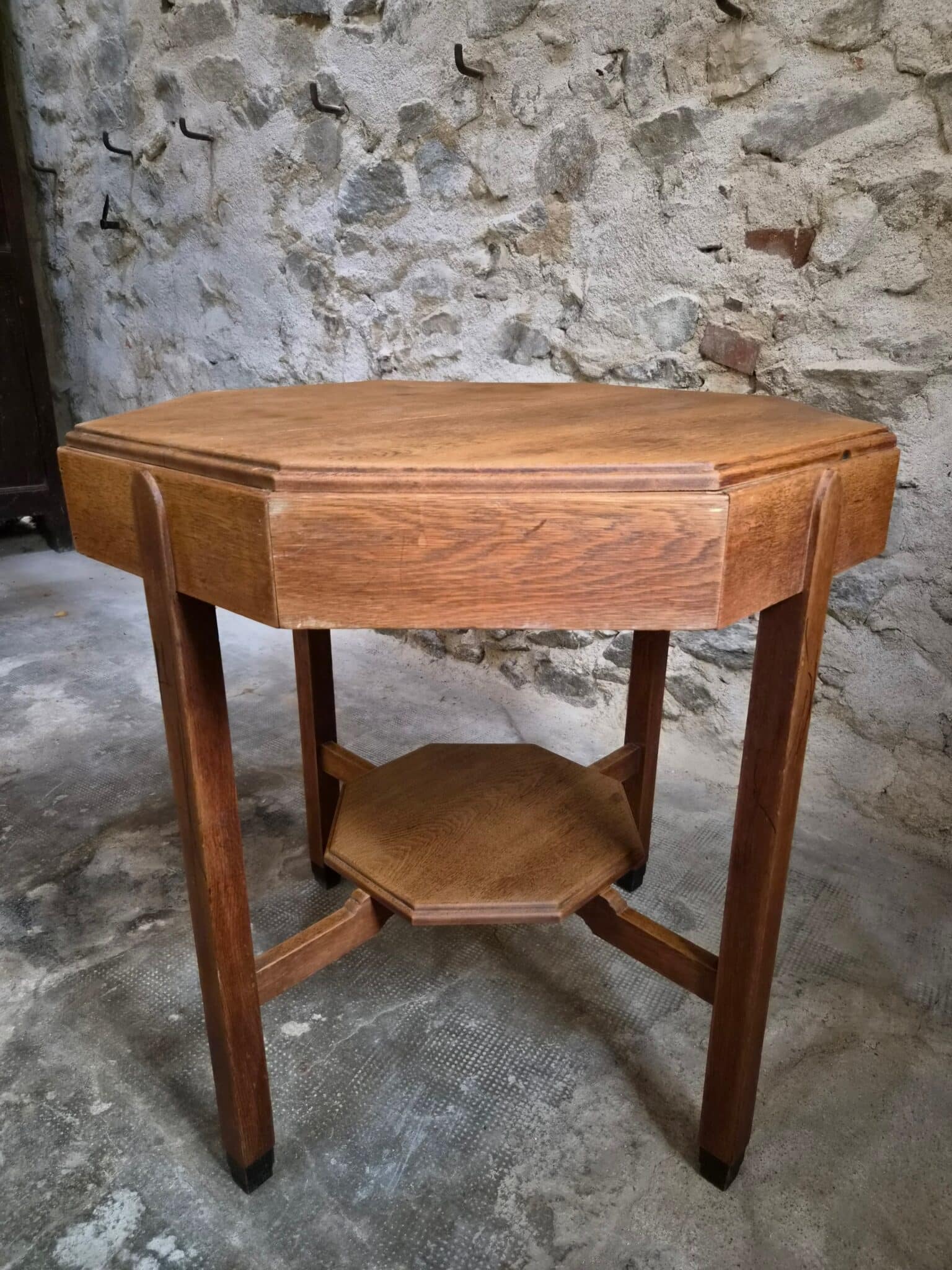 Antique Oak Side Table Amsterdam School Art Deco Circa 1925–1935 (8)