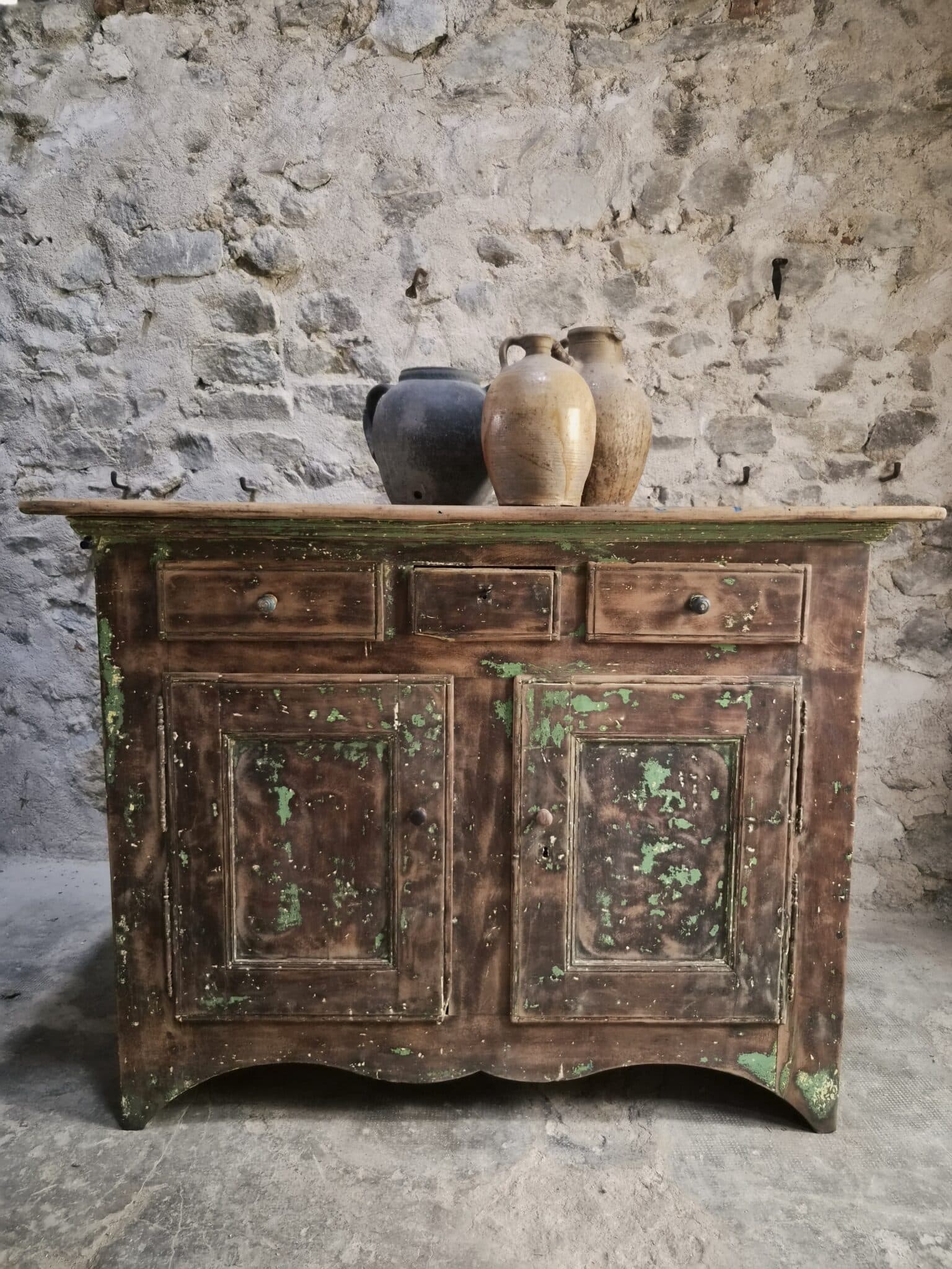 Rustic French Walnut Buffet Cabinet, 18th Century, 3 Drawers & 2 Doors (1) Rustic French Walnut Buffet Cabinet, 18th Century, 3 Drawers & 2 Doors (1)