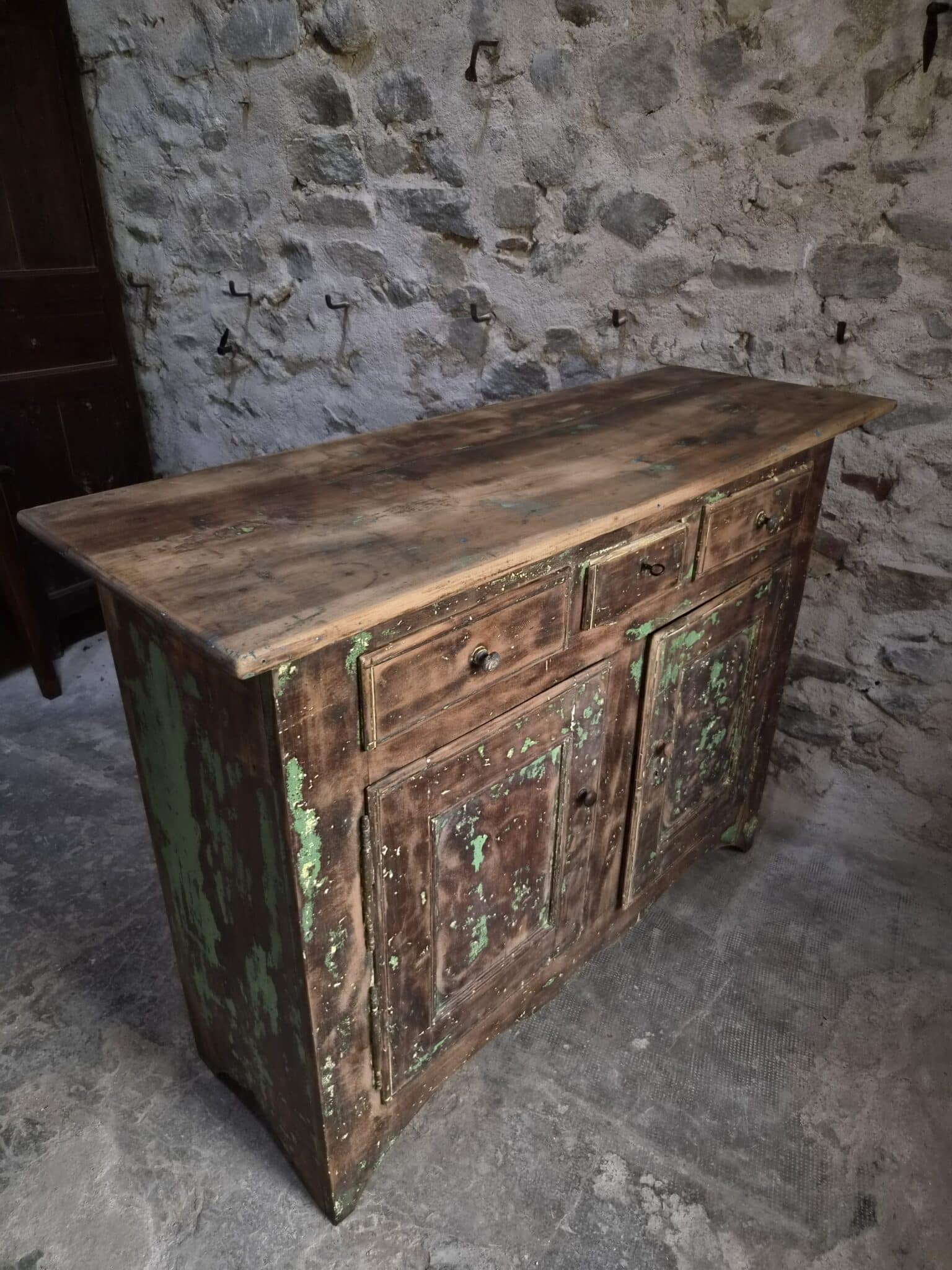 Rustic French Walnut Buffet Cabinet, 18th Century, 3 Drawers & 2 Doors (21)