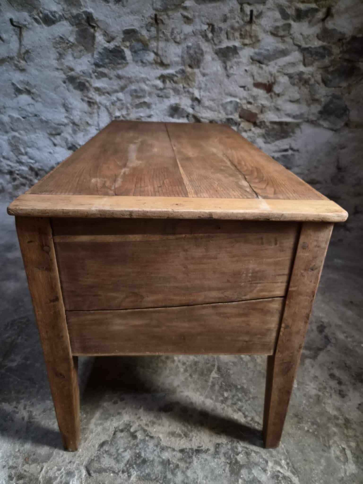 Antique French Oak Flour Chest – 19th Century Farmhouse Side Table (11)