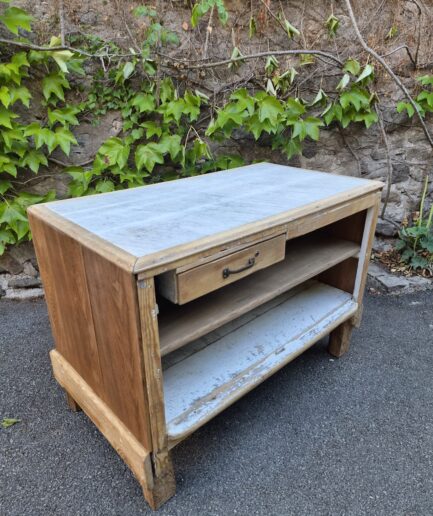 Antique French Patisserie Counter Kitchen Island with Marble Top, circa 1930 (1)