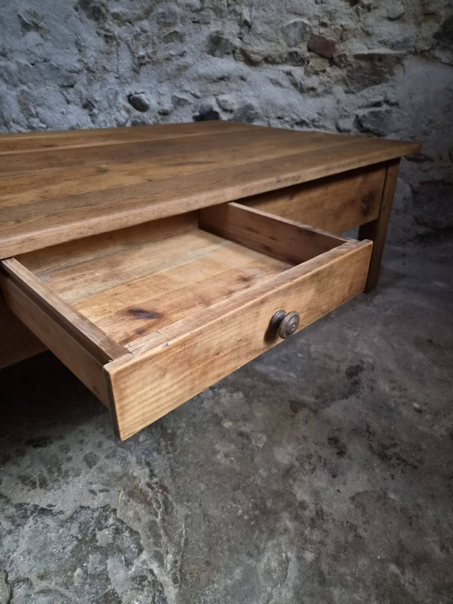French Antique Oak Coffee Table – 19th Century XXL Farmhouse Table (19)
