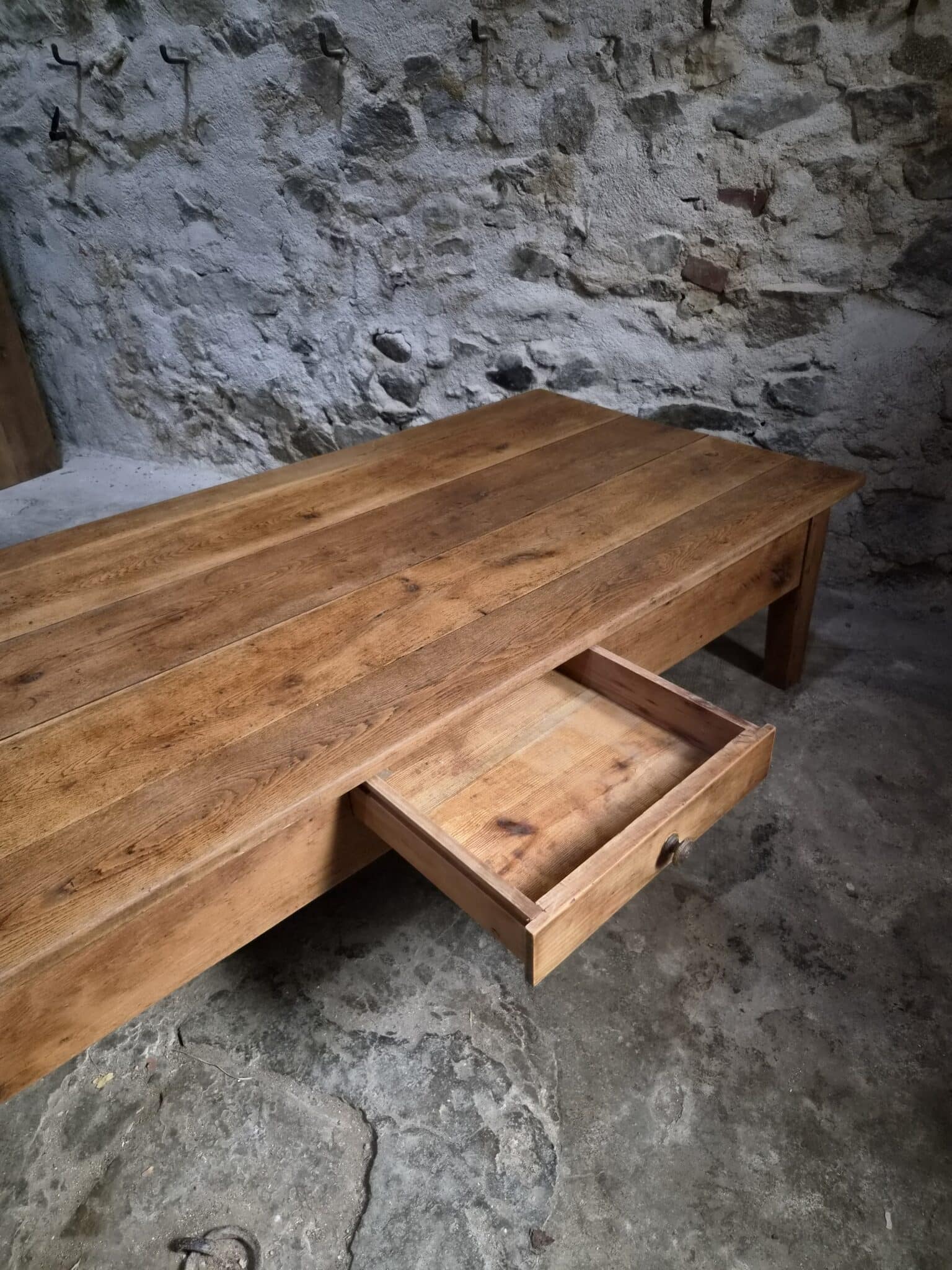 French Antique Oak Coffee Table – 19th Century XXL Farmhouse Table (20)