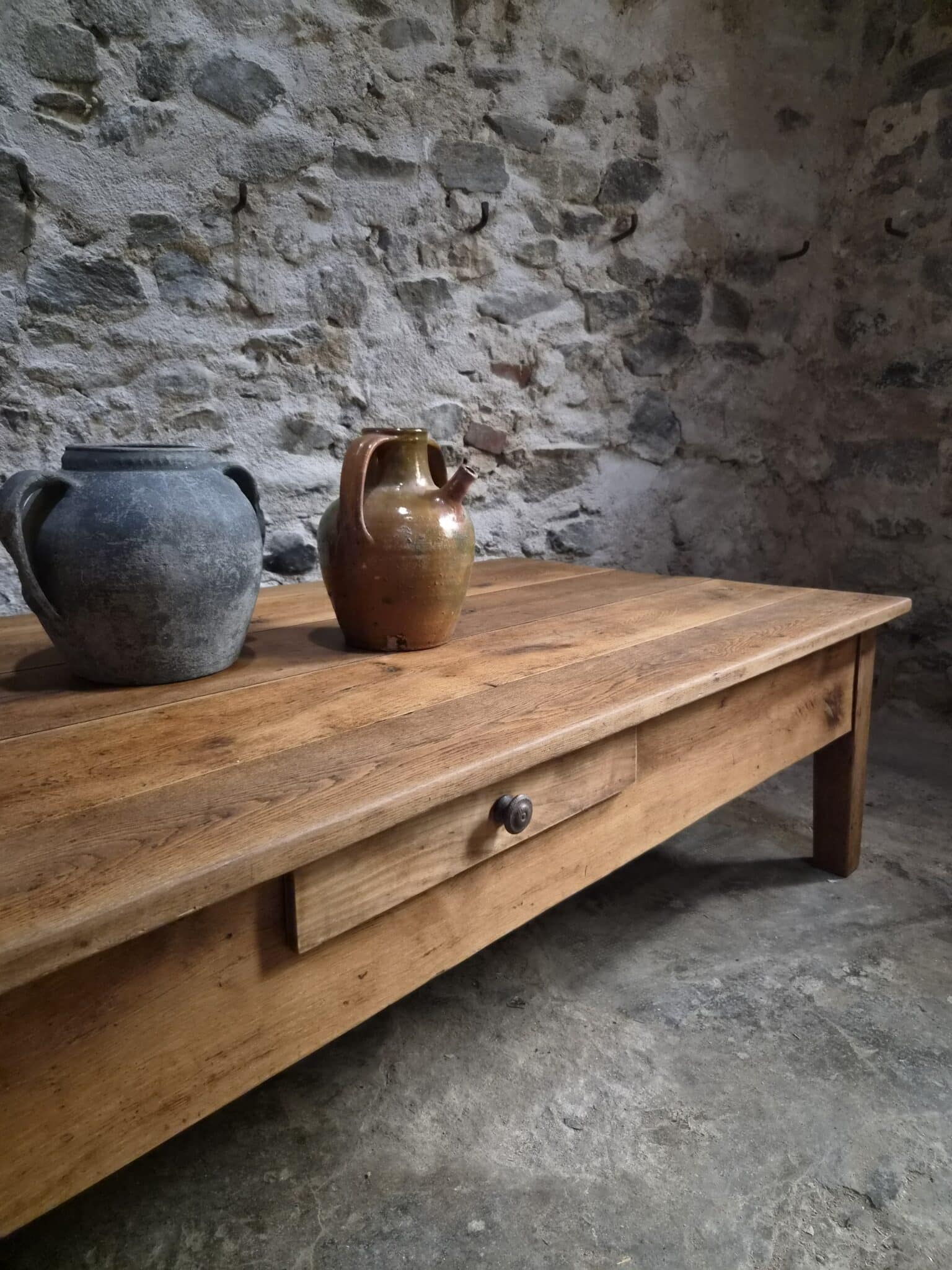 French Antique Oak Coffee Table – 19th Century XXL Farmhouse Table (3)