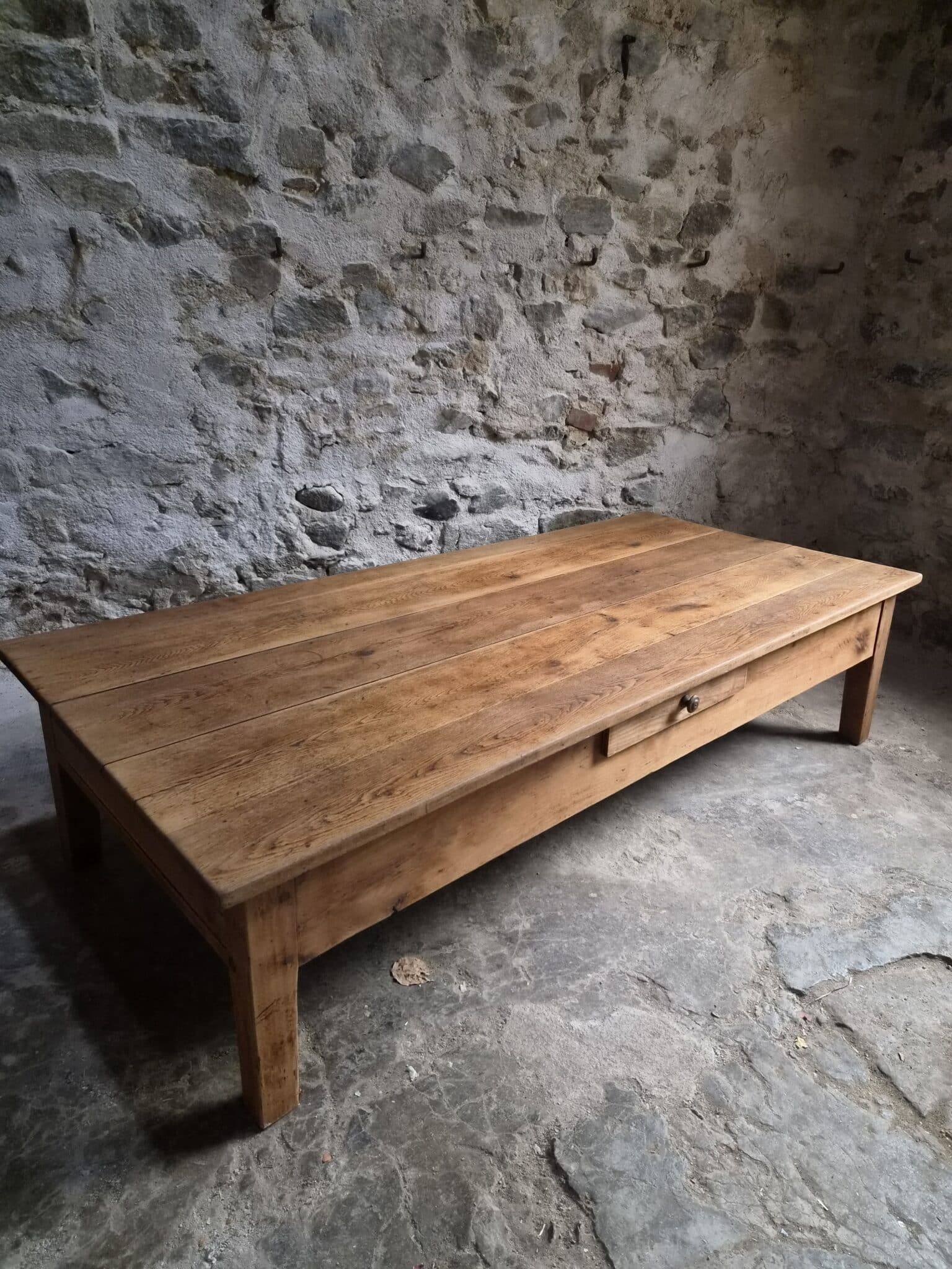 French Antique Oak Coffee Table – 19th Century XXL Farmhouse Table (5)
