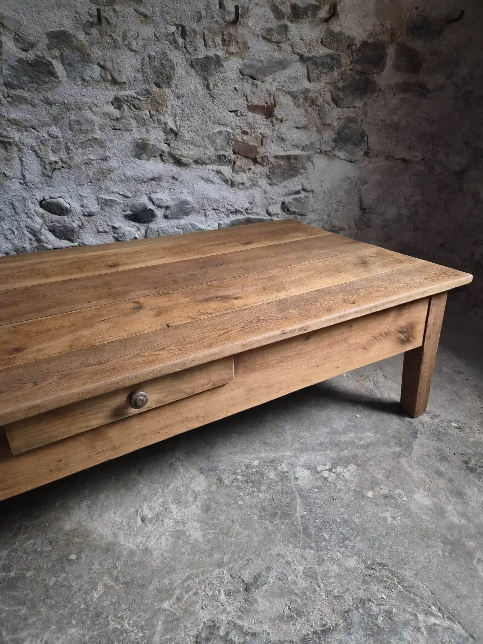 French Antique Oak Coffee Table – 19th Century XXL Farmhouse Table (7)