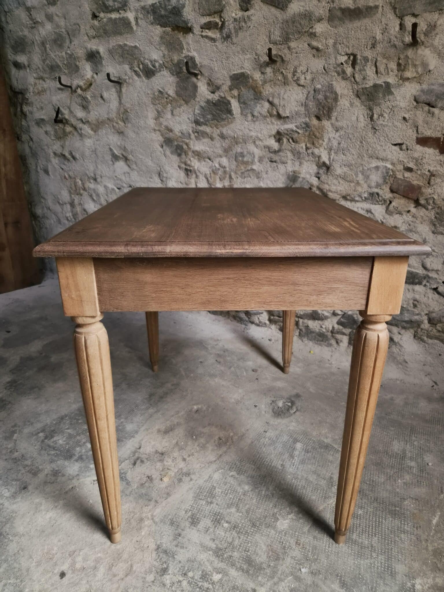 Vintage French Oak Writing Desk with Beech Bistro Chair, circa 1930 (11)