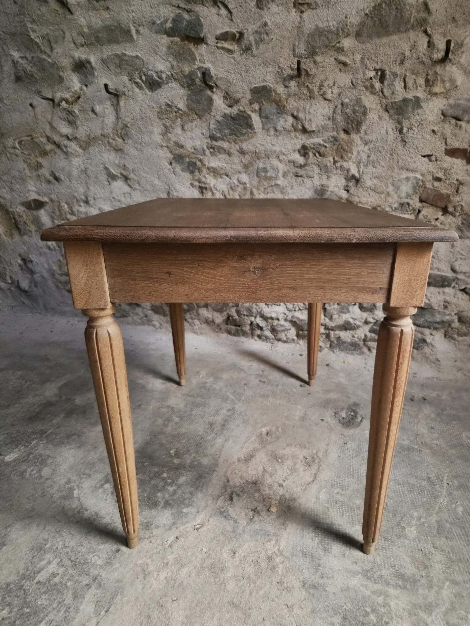 Vintage French Oak Writing Desk with Beech Bistro Chair, circa 1930 (8)