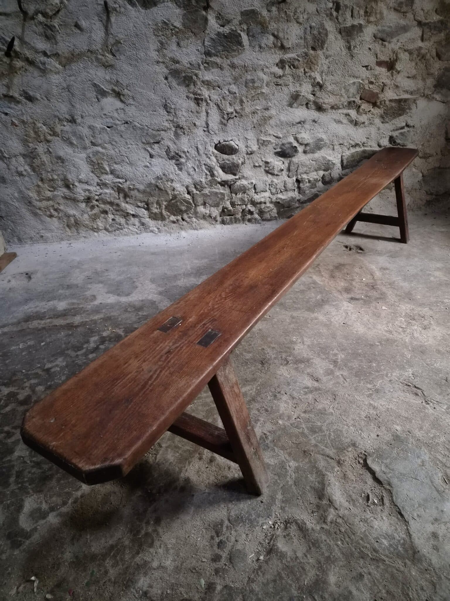 Antique Farmhouse Bench, 266 cm – Oak and Pine, 19th Century, France (1) Antique Farmhouse Bench, 266 cm – Oak and Pine, 19th Century, France (1)