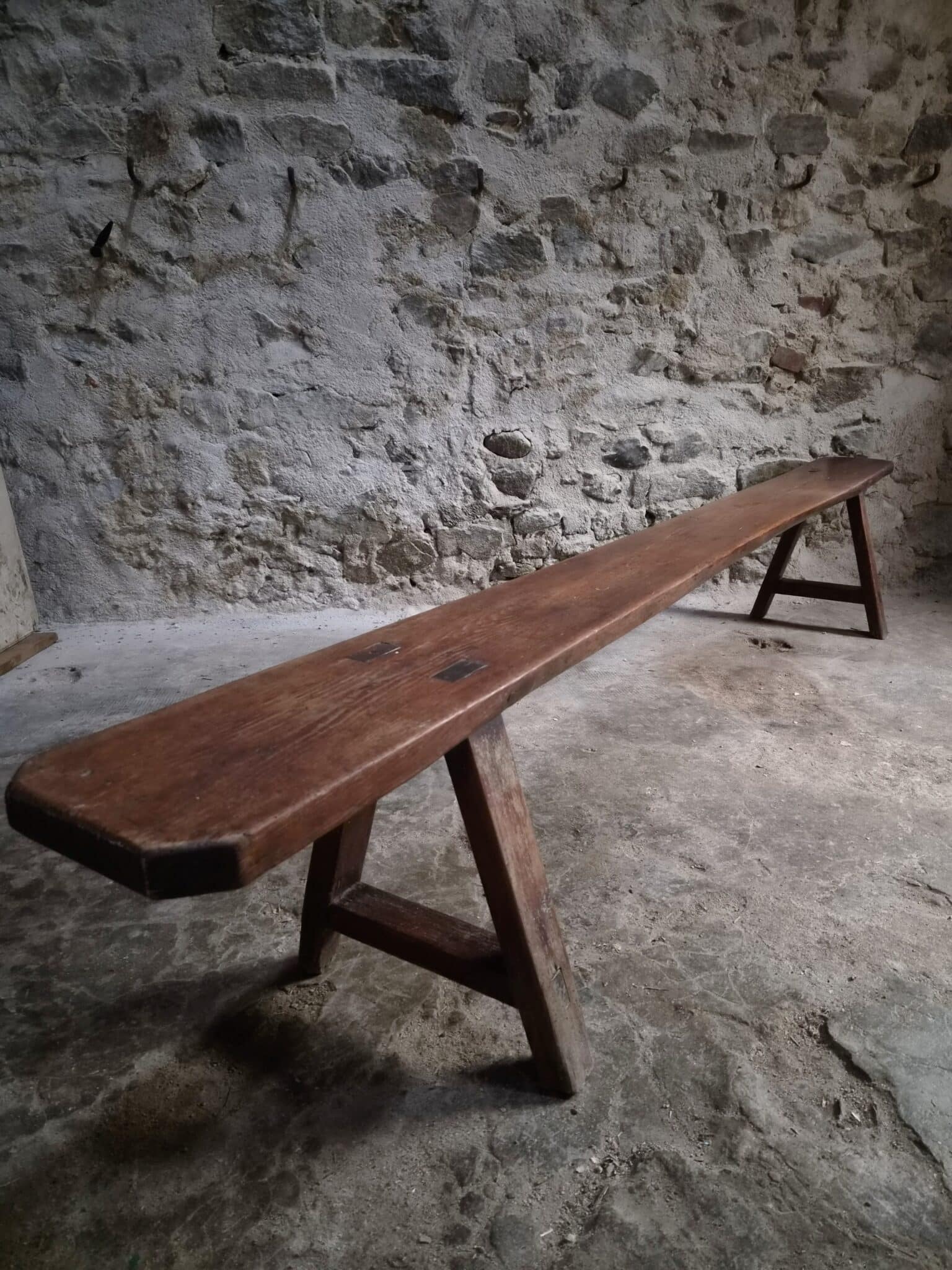 Antique Farmhouse Bench, 266 cm – Oak and Pine, 19th Century, France (2)