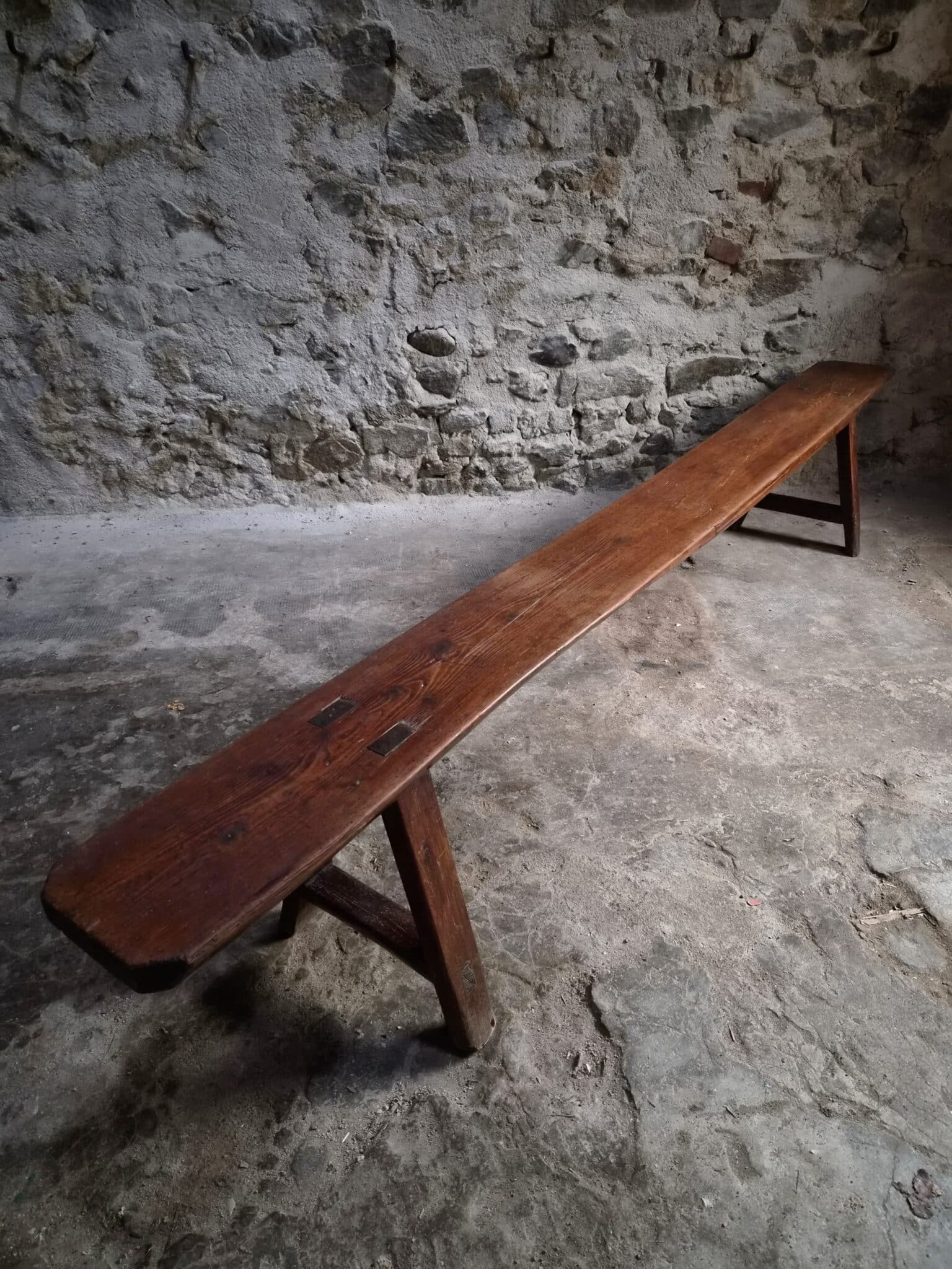 Antique Farmhouse Bench, 266 cm – Oak and Pine, 19th Century, France (8)