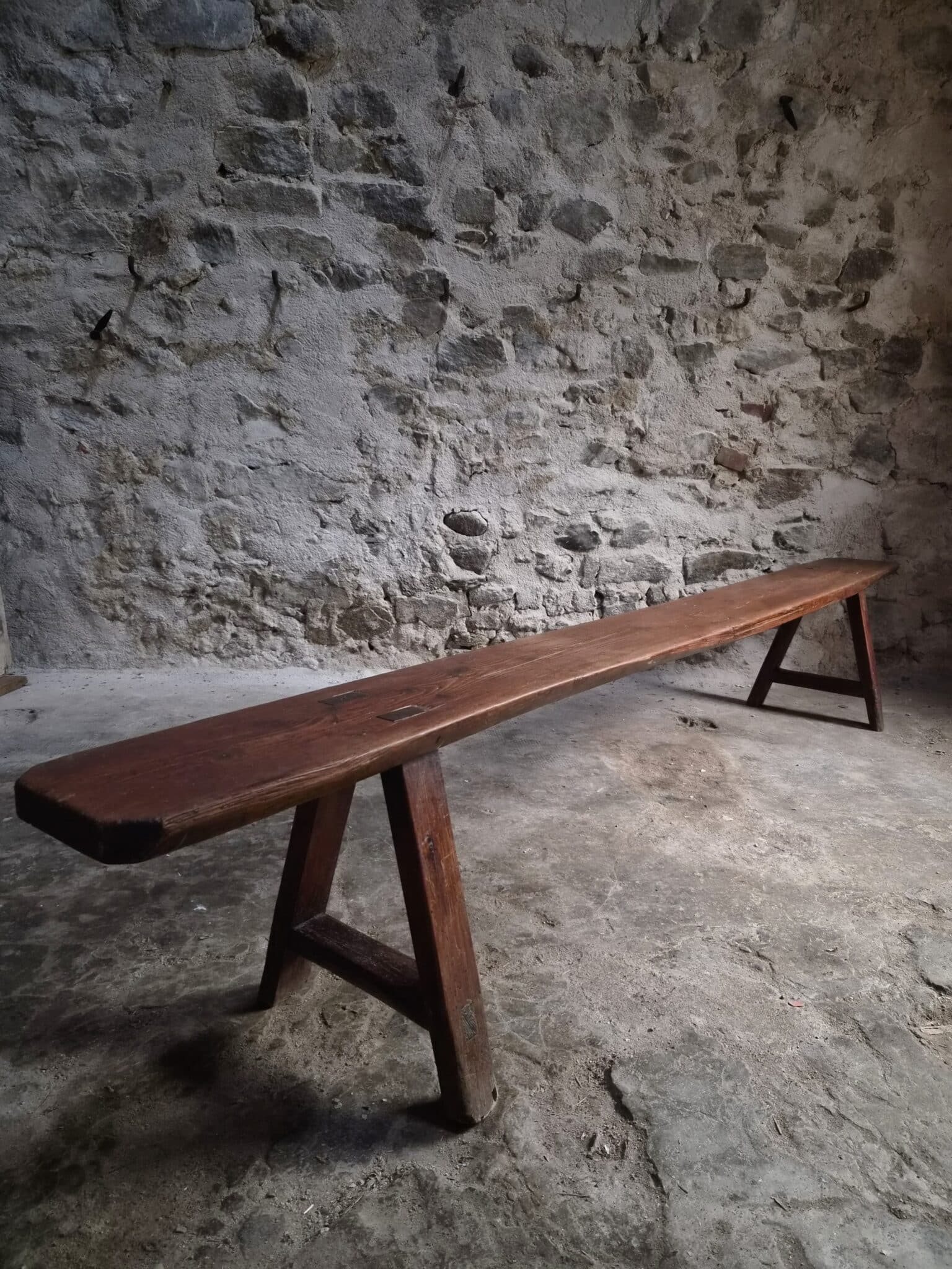Antique Farmhouse Bench, 266 cm – Oak and Pine, 19th Century, France (9)