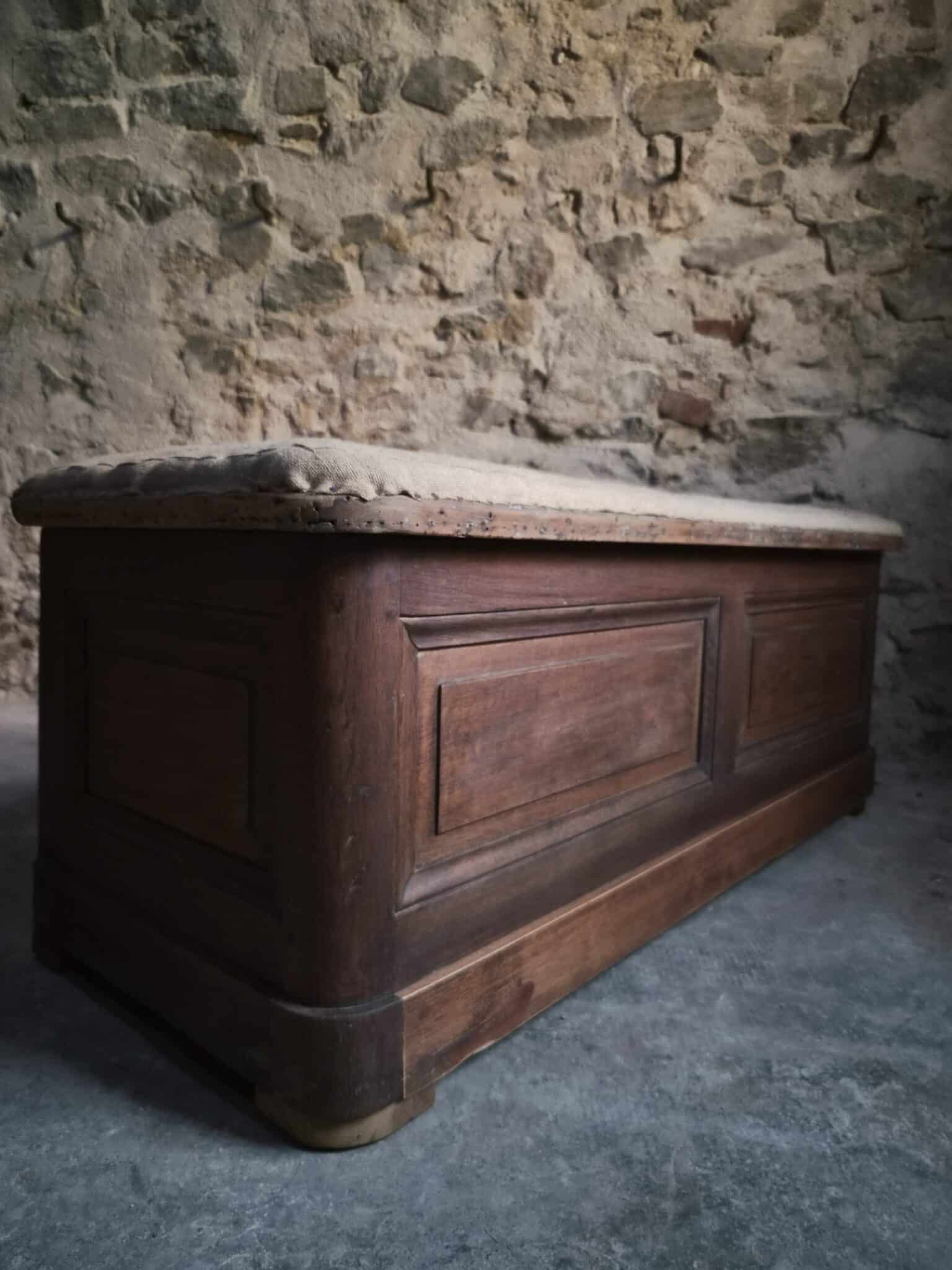 Antique French Oak Storage Bench Blanket Chest, 1800–1850 (14)