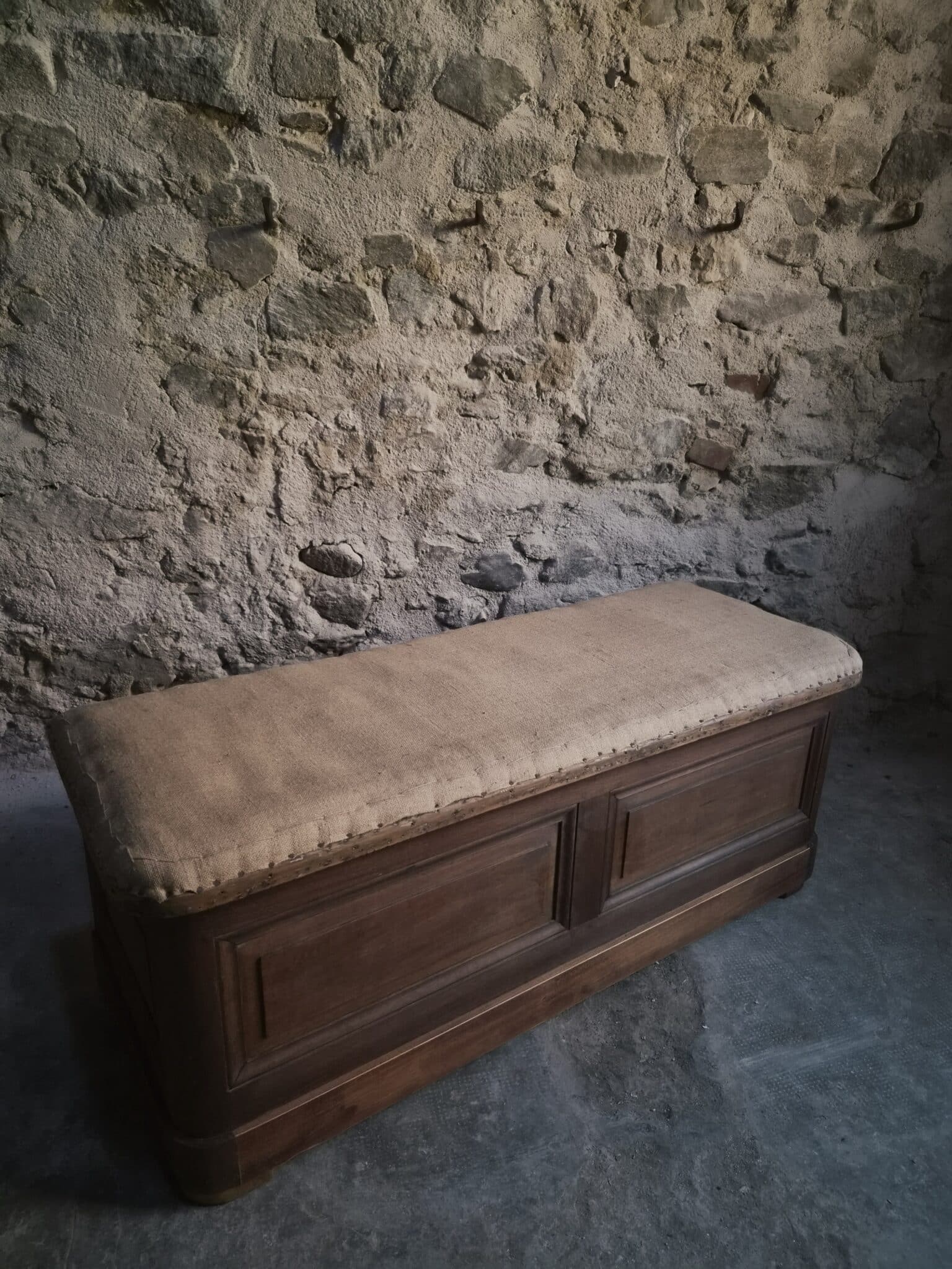 Antique French Oak Storage Bench Blanket Chest, 1800–1850 (20)