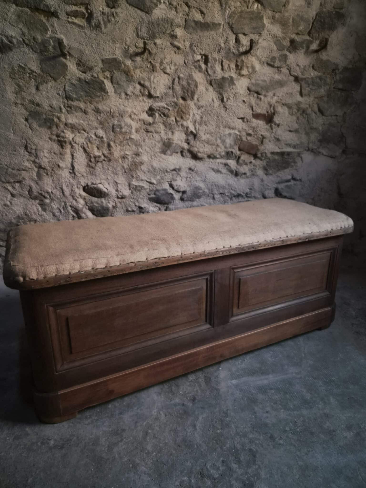 Antique French Oak Storage Bench Blanket Chest, 1800–1850 (9)