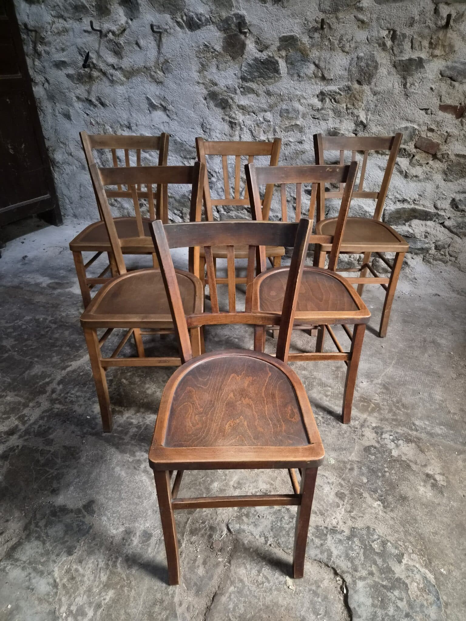 Set of 6 Vintage French Bistro Chairs – Beech Wood, 1950s (10)