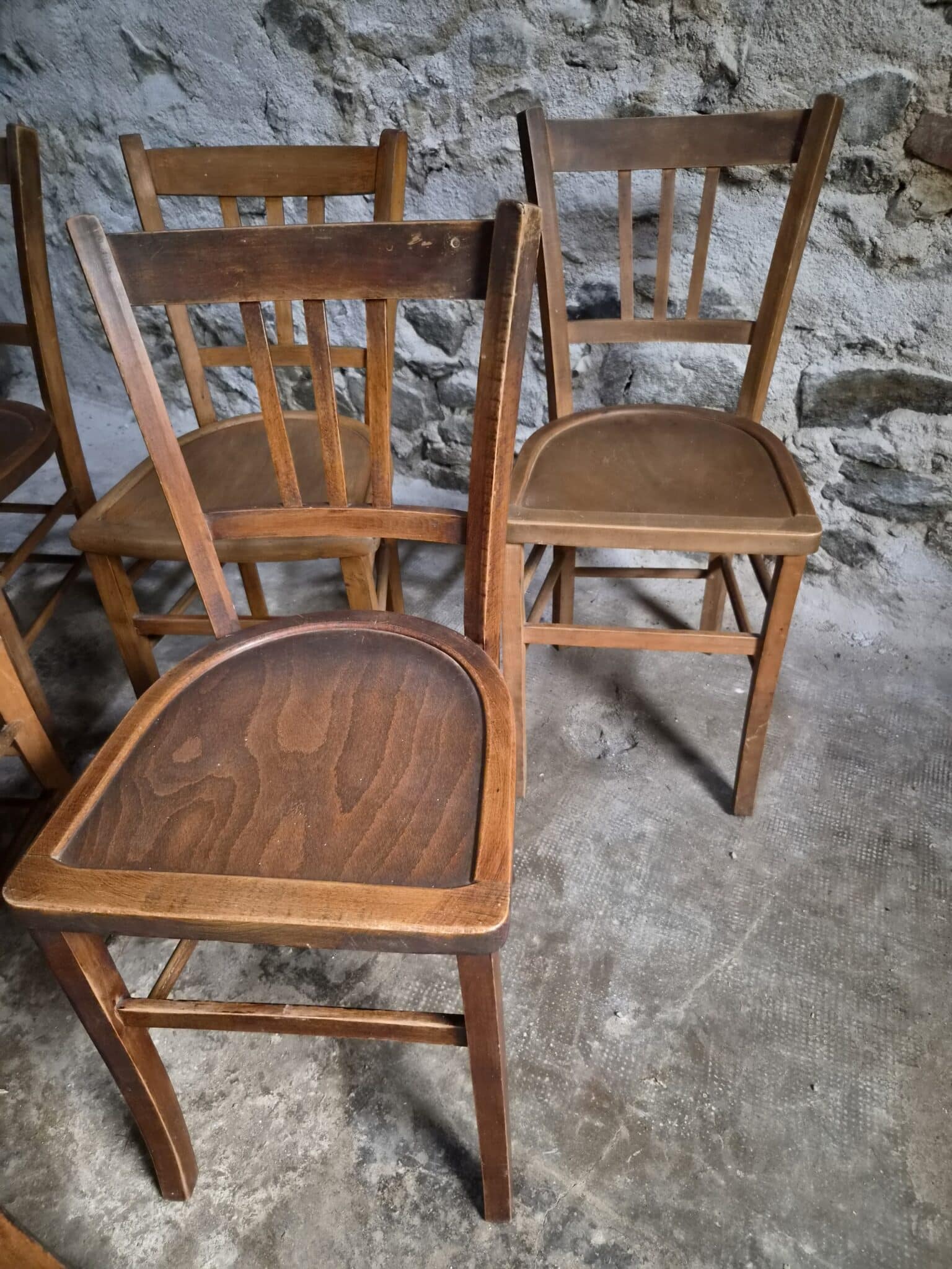 Set of 6 Vintage French Bistro Chairs – Beech Wood, 1950s (16)