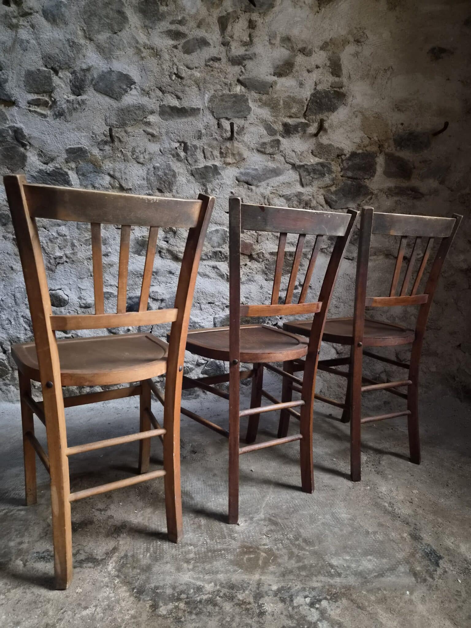 Set of 6 Vintage French Bistro Chairs – Beech Wood, 1950s (18)