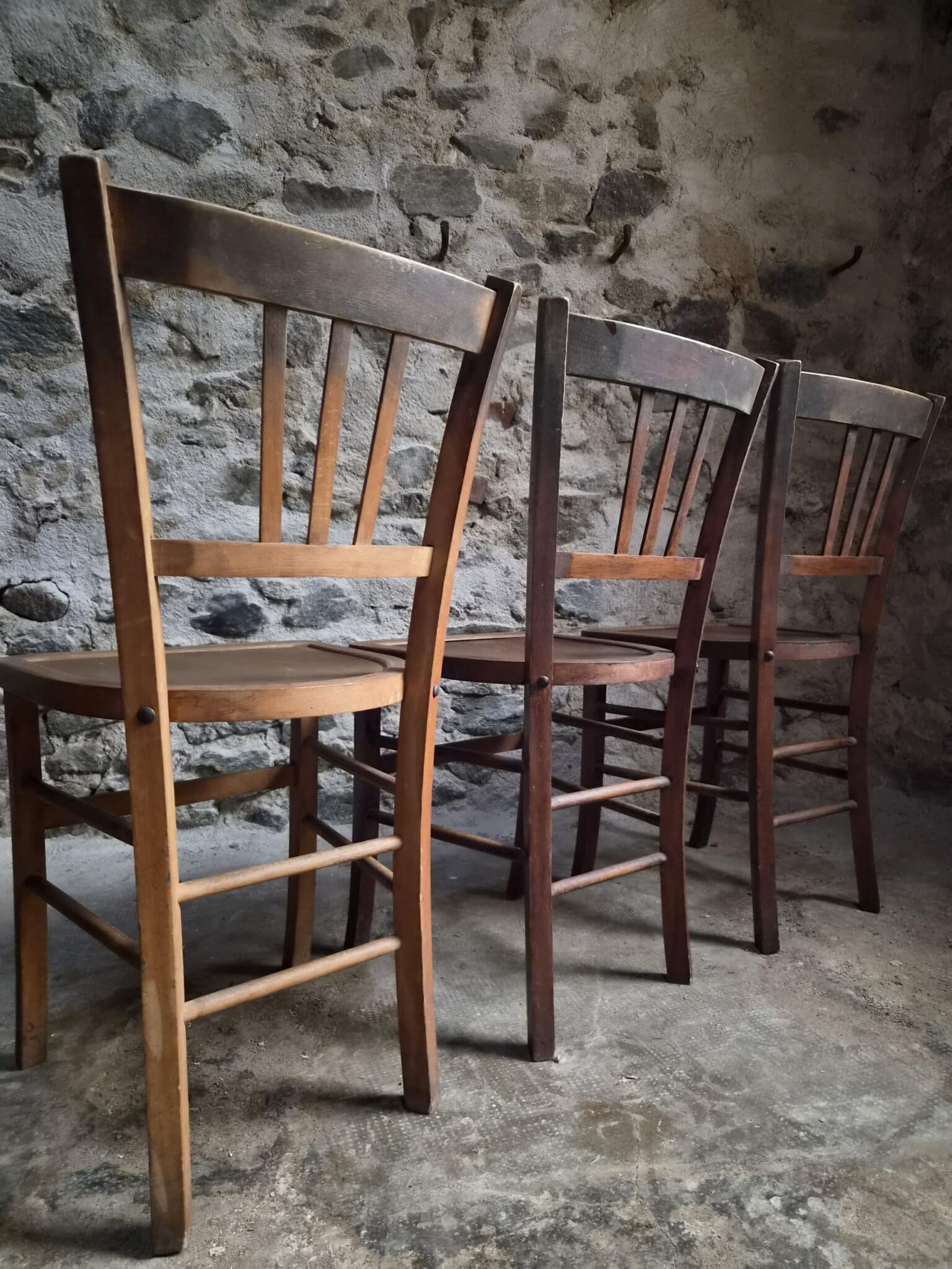 Set of 6 Vintage French Bistro Chairs – Beech Wood, 1950s (19)