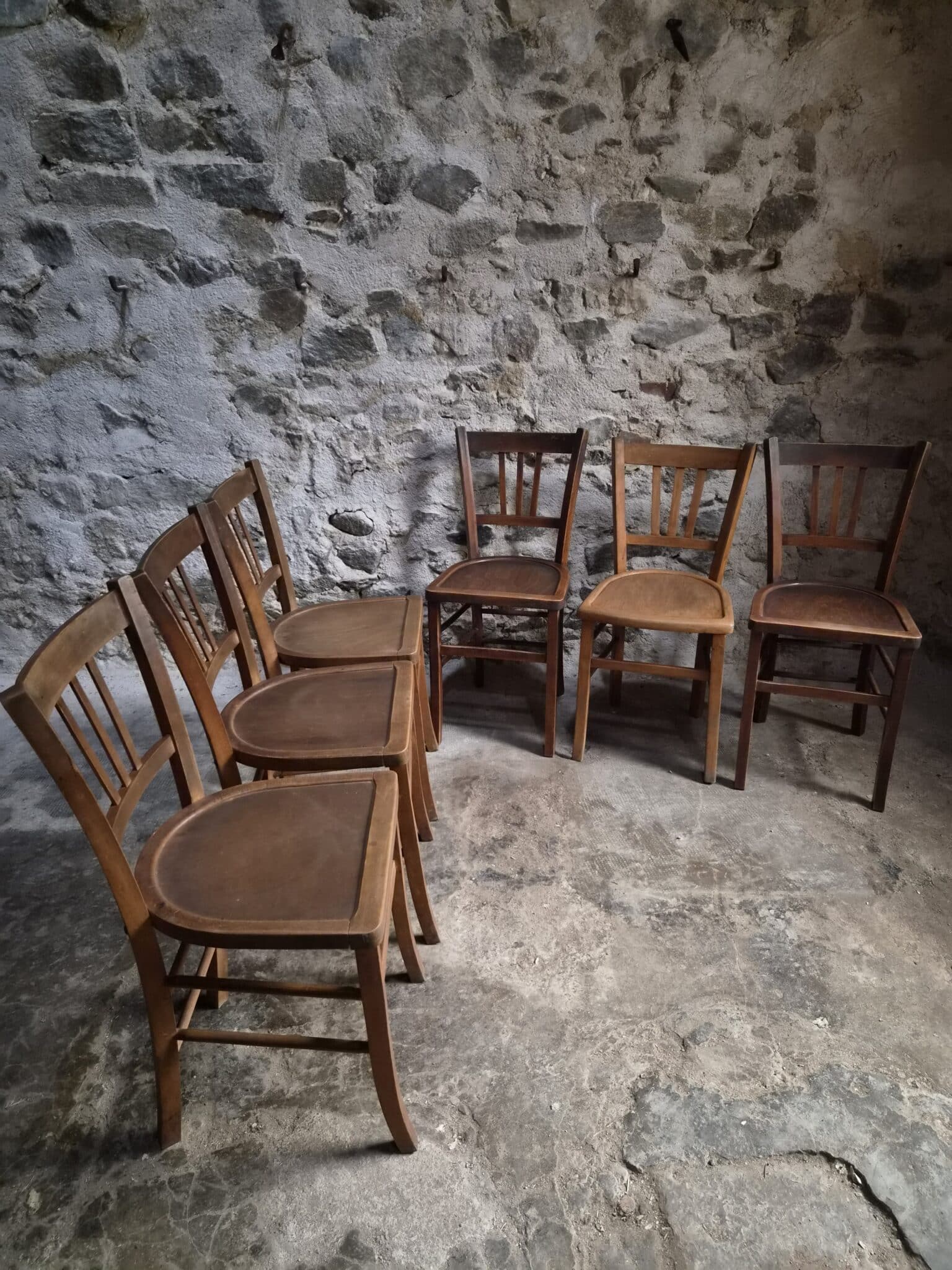 Set of 6 Vintage French Bistro Chairs – Beech Wood, 1950s (4)
