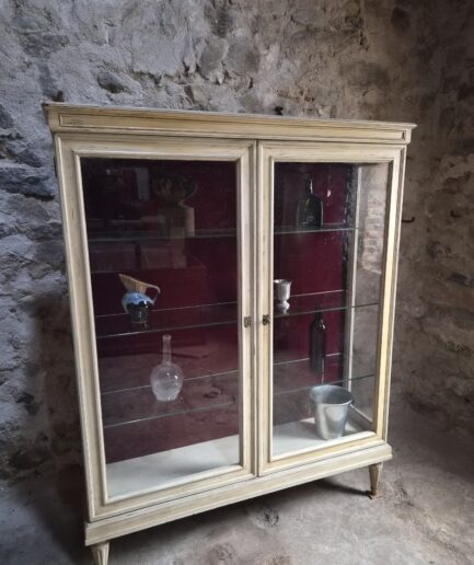 Vintage French Glass Display Cabinet Shop Showcase (1)